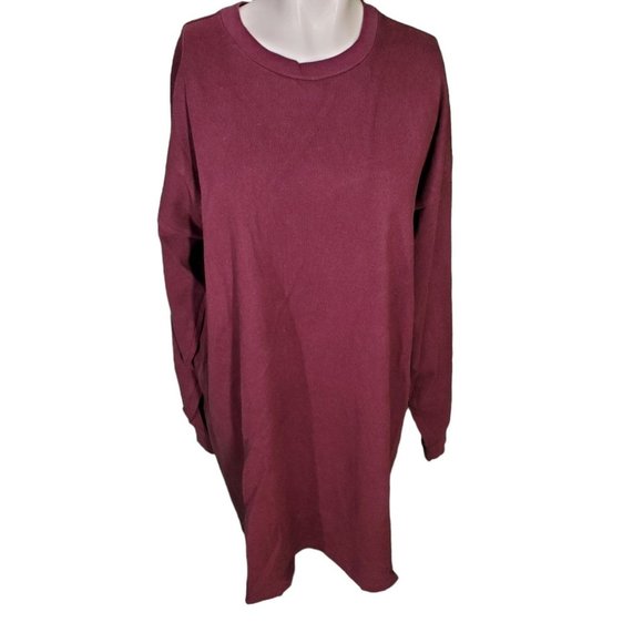 Aritzia TNA French Terry Sweatshirt Boyfriend Oversized Maroon Burgundy Sz M-L - Picture 1 of 7